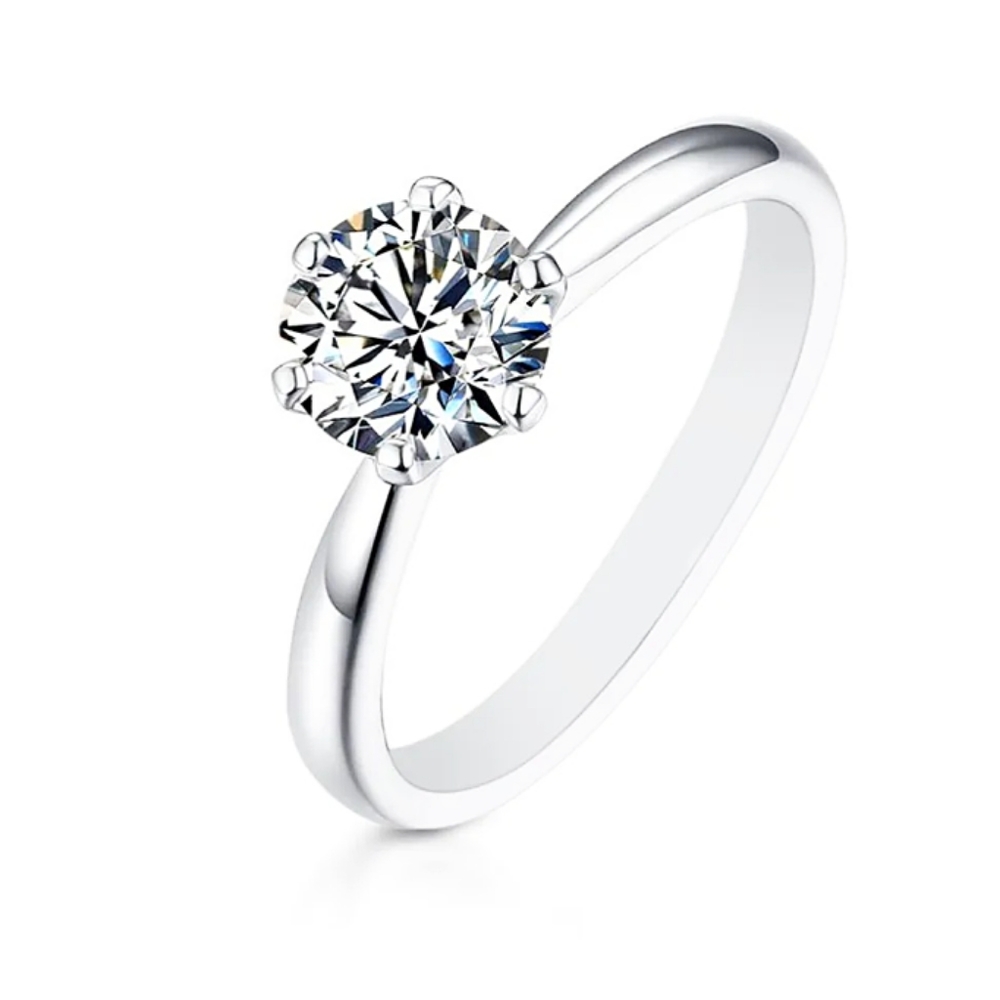 New 1ct moissanite solitaire solid sterling silver engagement promise ring